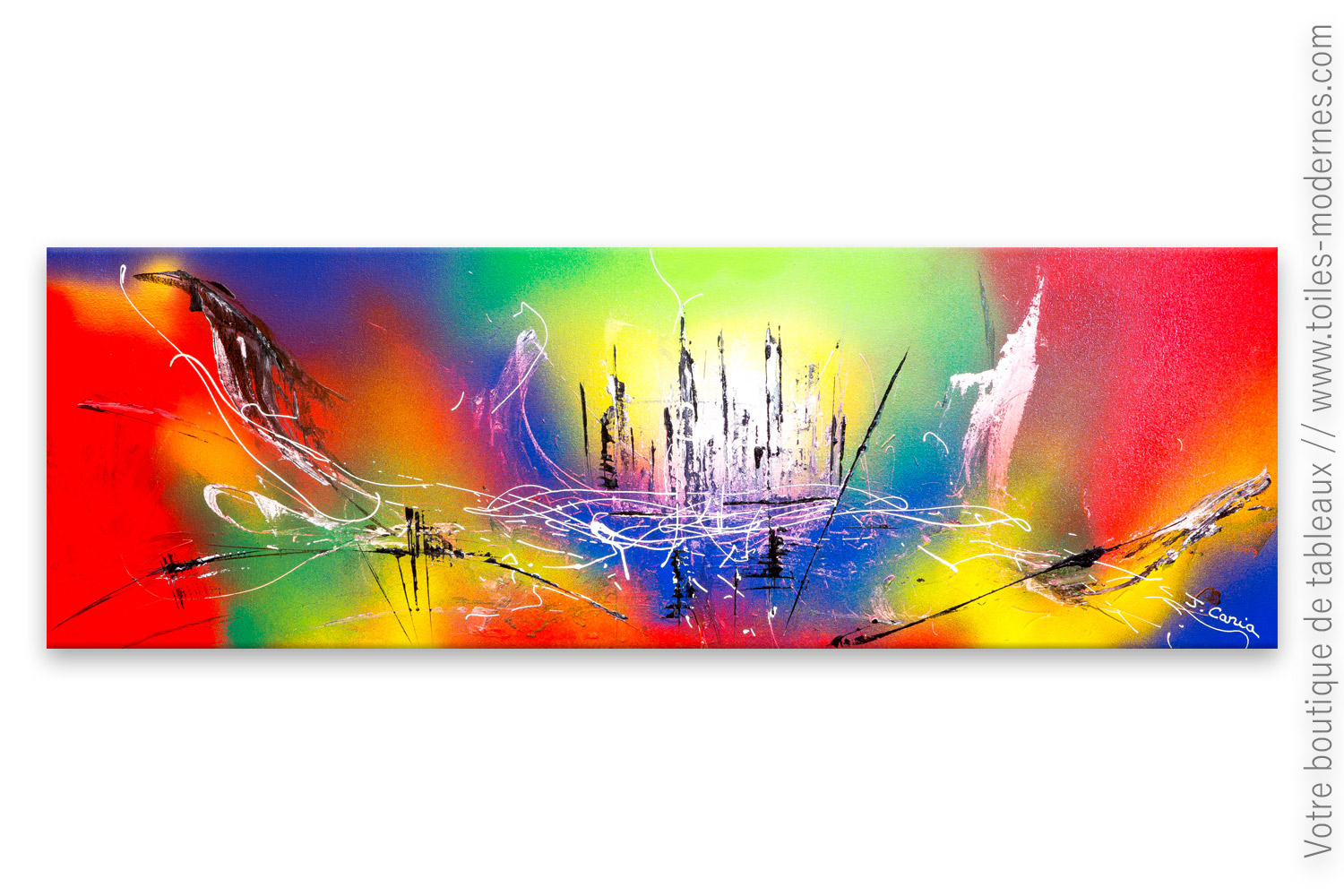 Tableau sur toile multicolore abstrait coloré déco moderne
