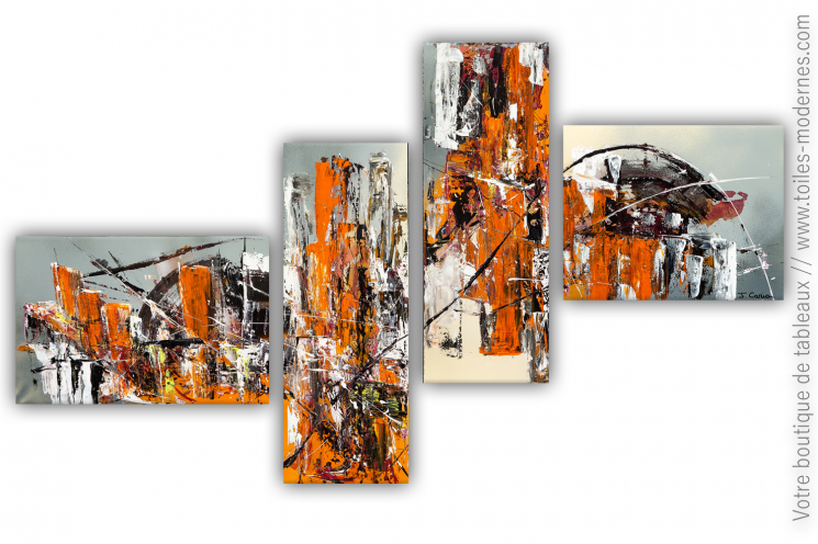 Déco orange et gris avec des toiles modernes : Réalité