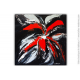 Peinture sur toile noire et rouge moderne : Fleur secrète