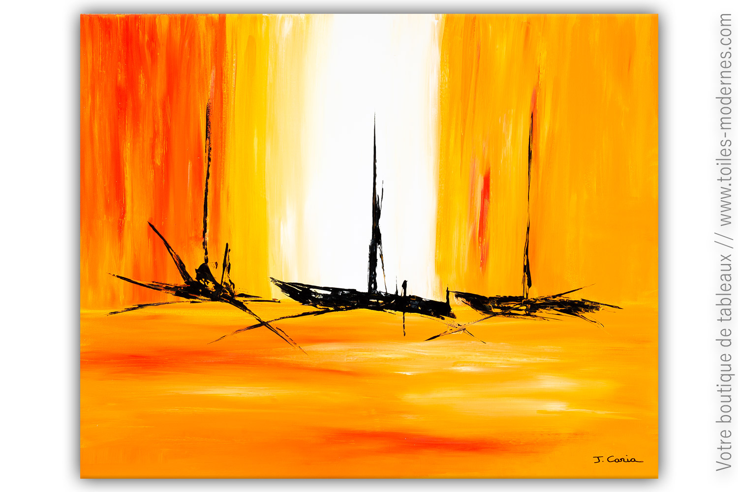  Peinture  orange  sur toile P tillante ballade