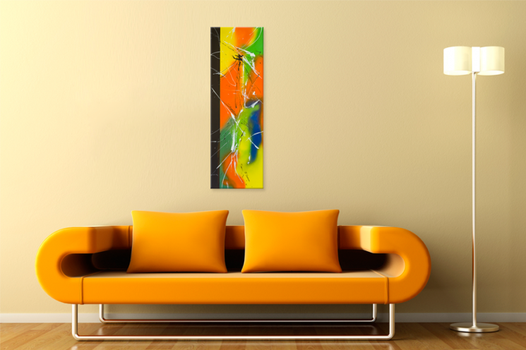 tableau moderne coloré grand format portrait,tableau abstrait multicolore  vertical unique